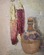 Cordelia Wilson Indian Corn and Mexican Vase oil painting artist